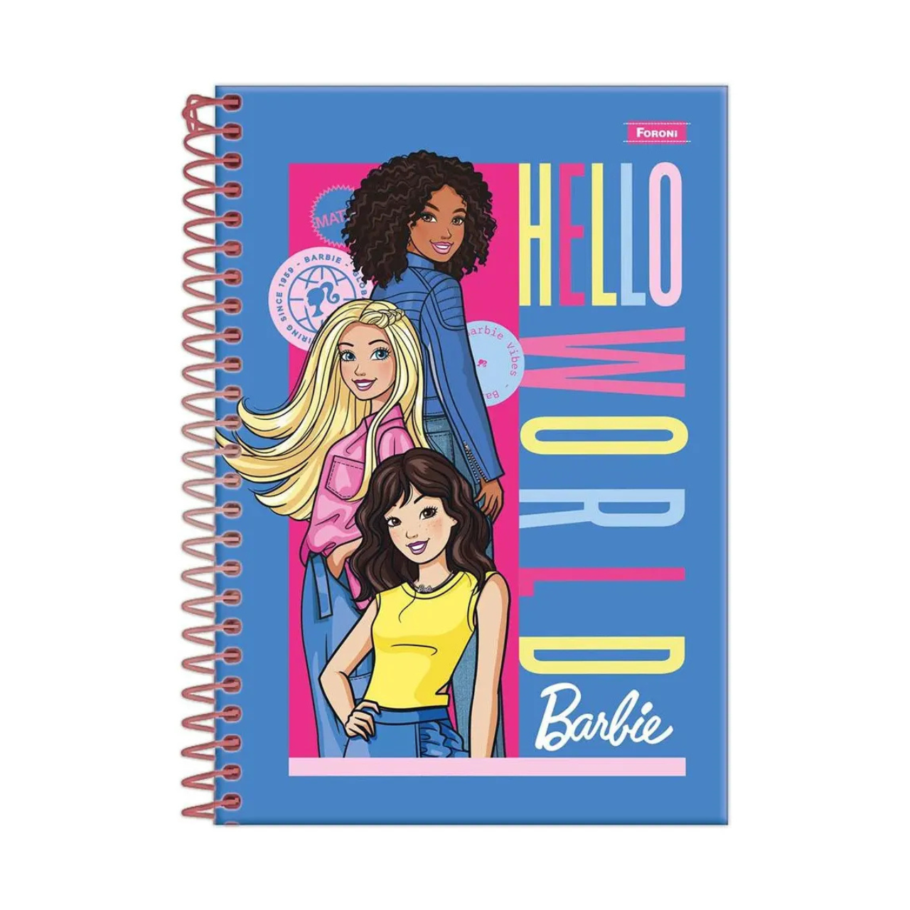 Caderno Barbie Hello World 80 Folhas Espiral Foroni