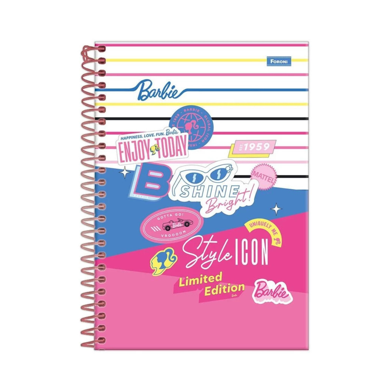 Caderno Barbie Style Icon 80 Folhas Espiral Foroni