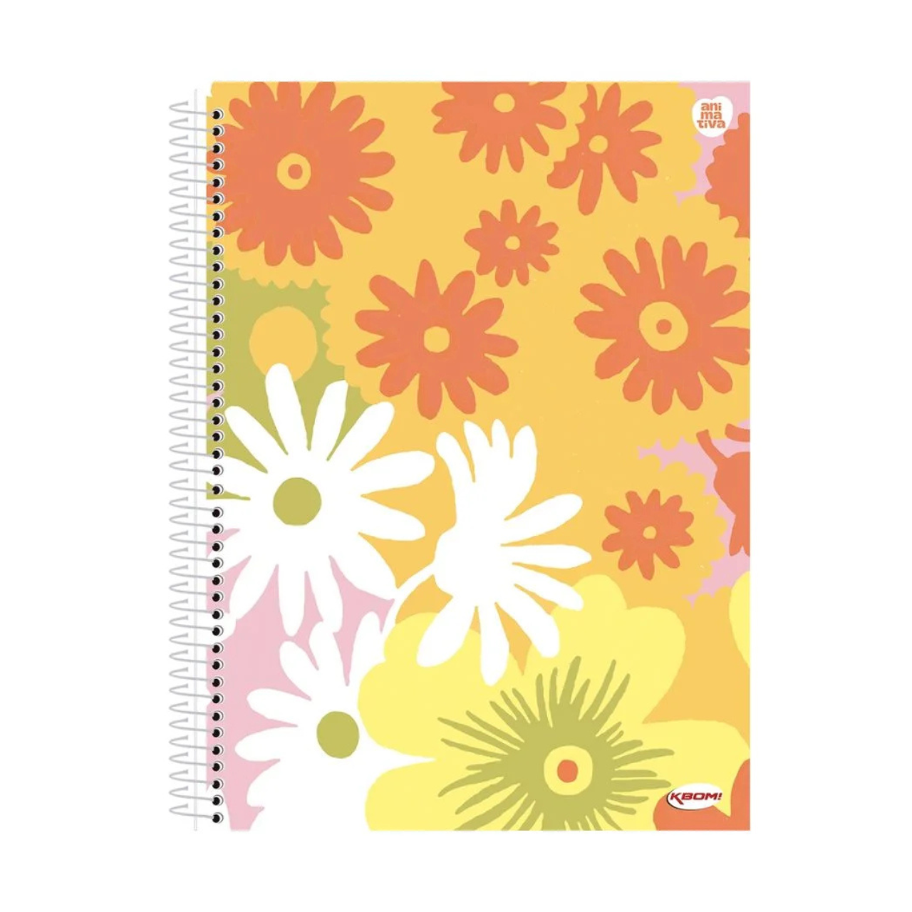 Caderno Floral Retrô 96 Folhas Espiral Animativa
