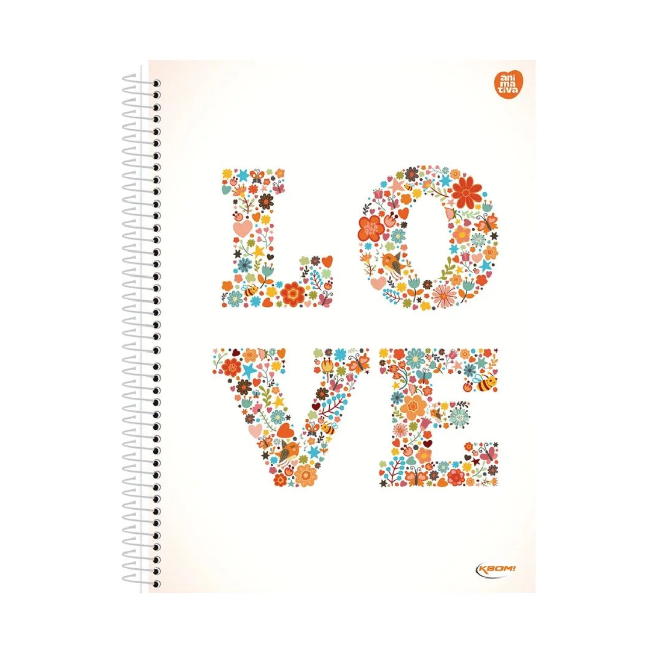 Caderno Love Floral 96 Folhas Espiral Animativa