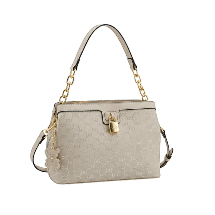 Bolsa Feminina Bege Texturizada Transversal Chenson
