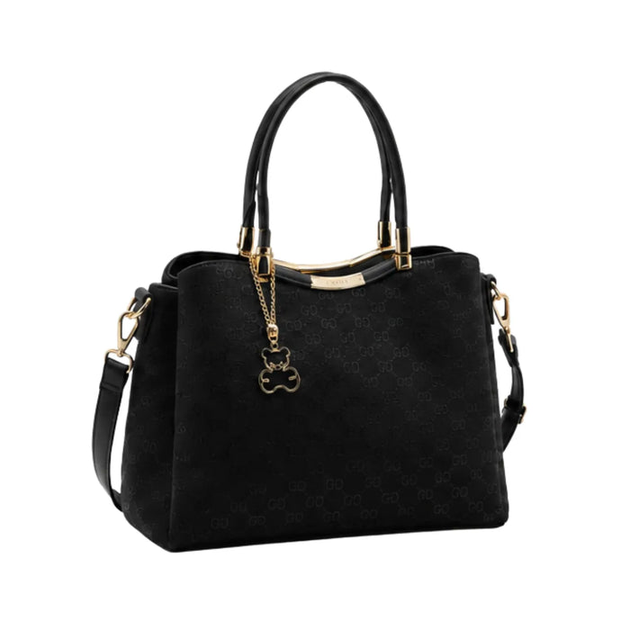 Bolsa Feminina Preta Texturizada Transversal Chenson