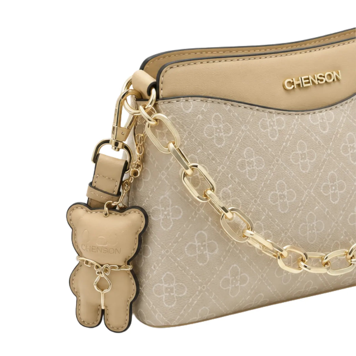 Bolsa Feminina Bege Texturizada Transversal Chenson