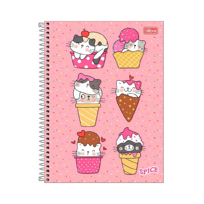 Caderno  Sorvete de Gatinhos 12 Matérias 192 Folhas Tilibra