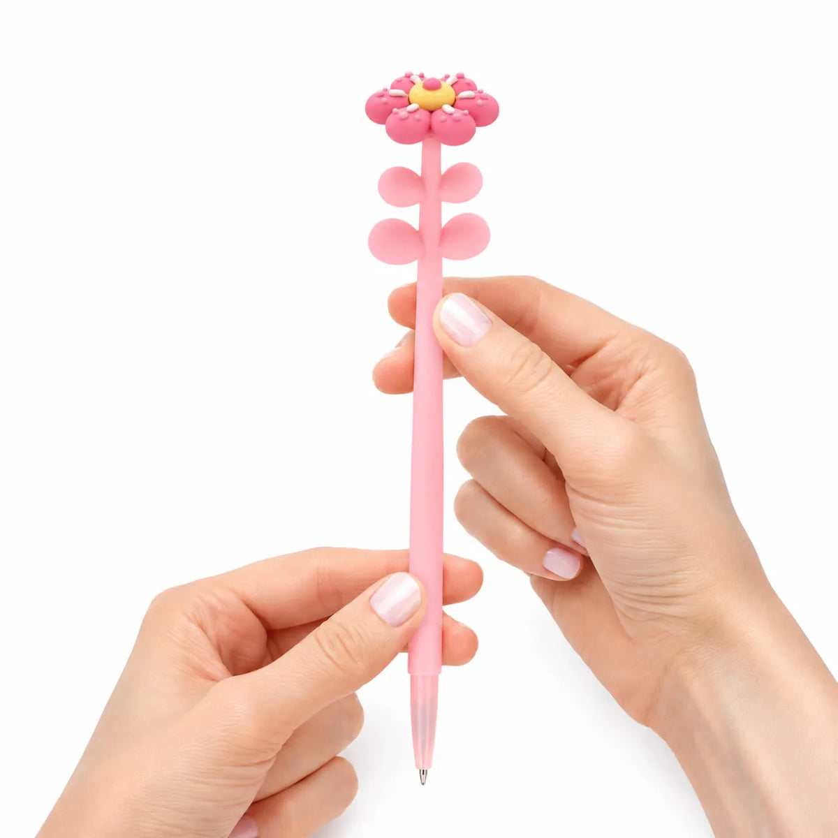 Caneta Gel Flowers Rosa 0.5mm Escrita Preta Molin