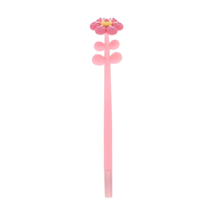 Caneta Gel Flowers Rosa 0.5mm Escrita Preta Molin