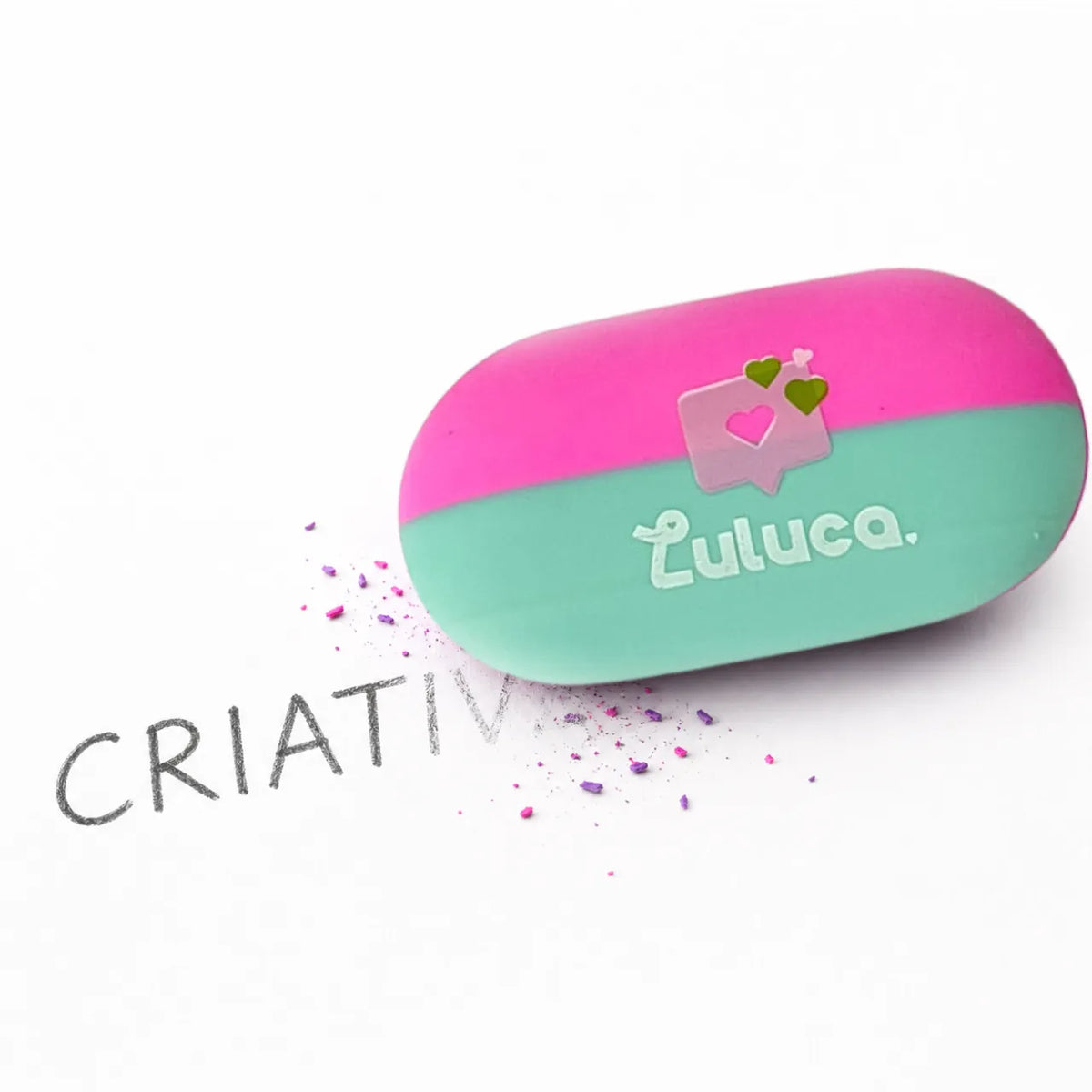 Borracha Luluca Coração Rosa e Verde