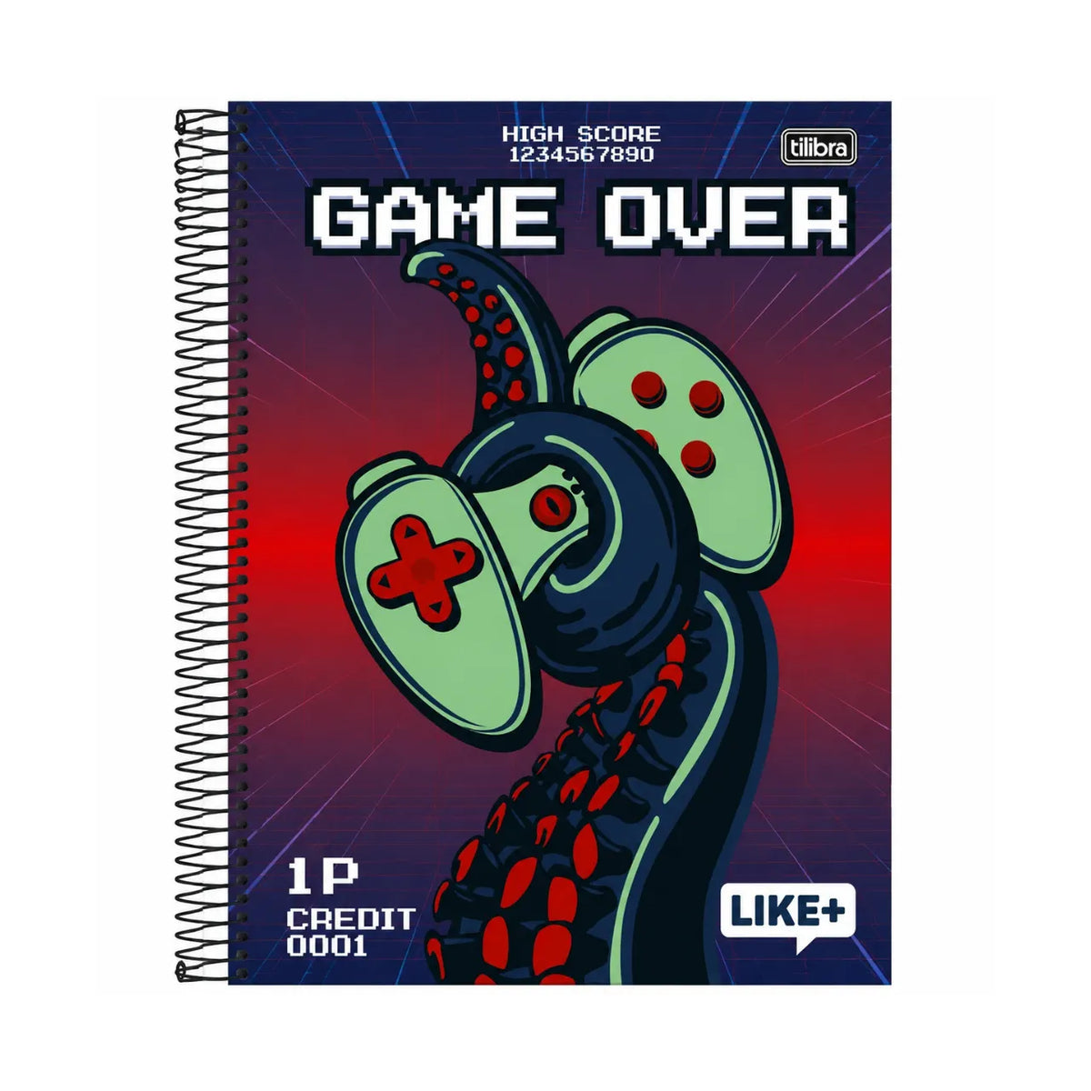 Caderno Game Over Like+ Tilibra 16 Matérias 320 Folhas