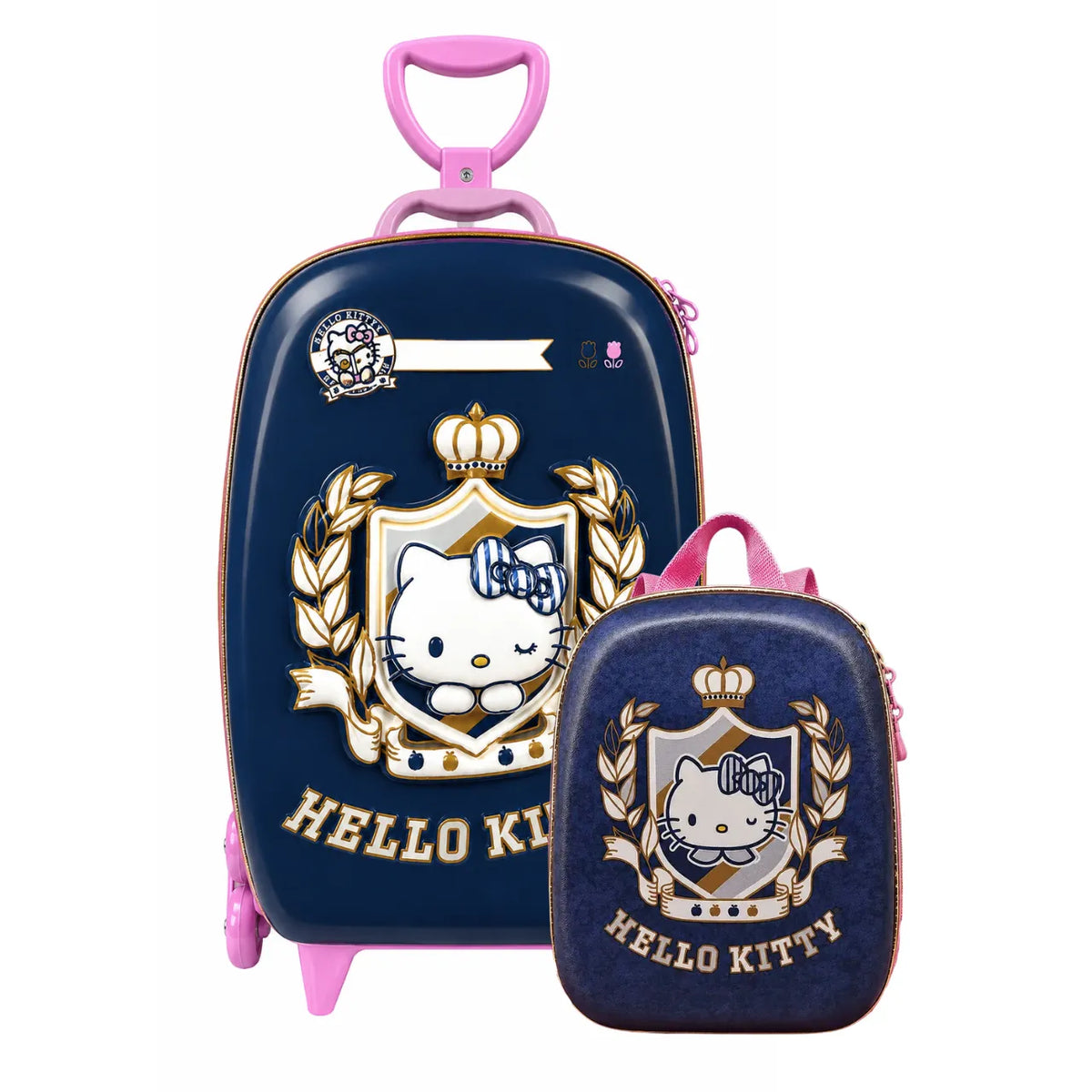 Kit Mochila de Rodinha 3D Hello Kitty Brasão Diplomata