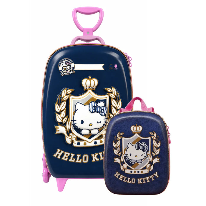 Kit Mochila de Rodinha 3D Hello Kitty Brasão Diplomata
