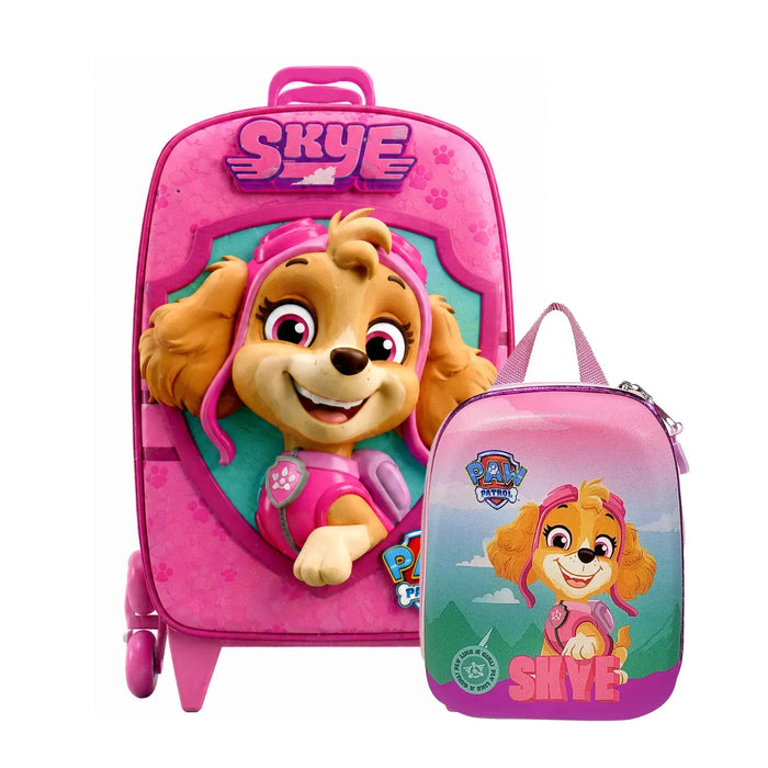 Kit Mochila Rodinha Paw Patrol Skye Lancheira Diplomata