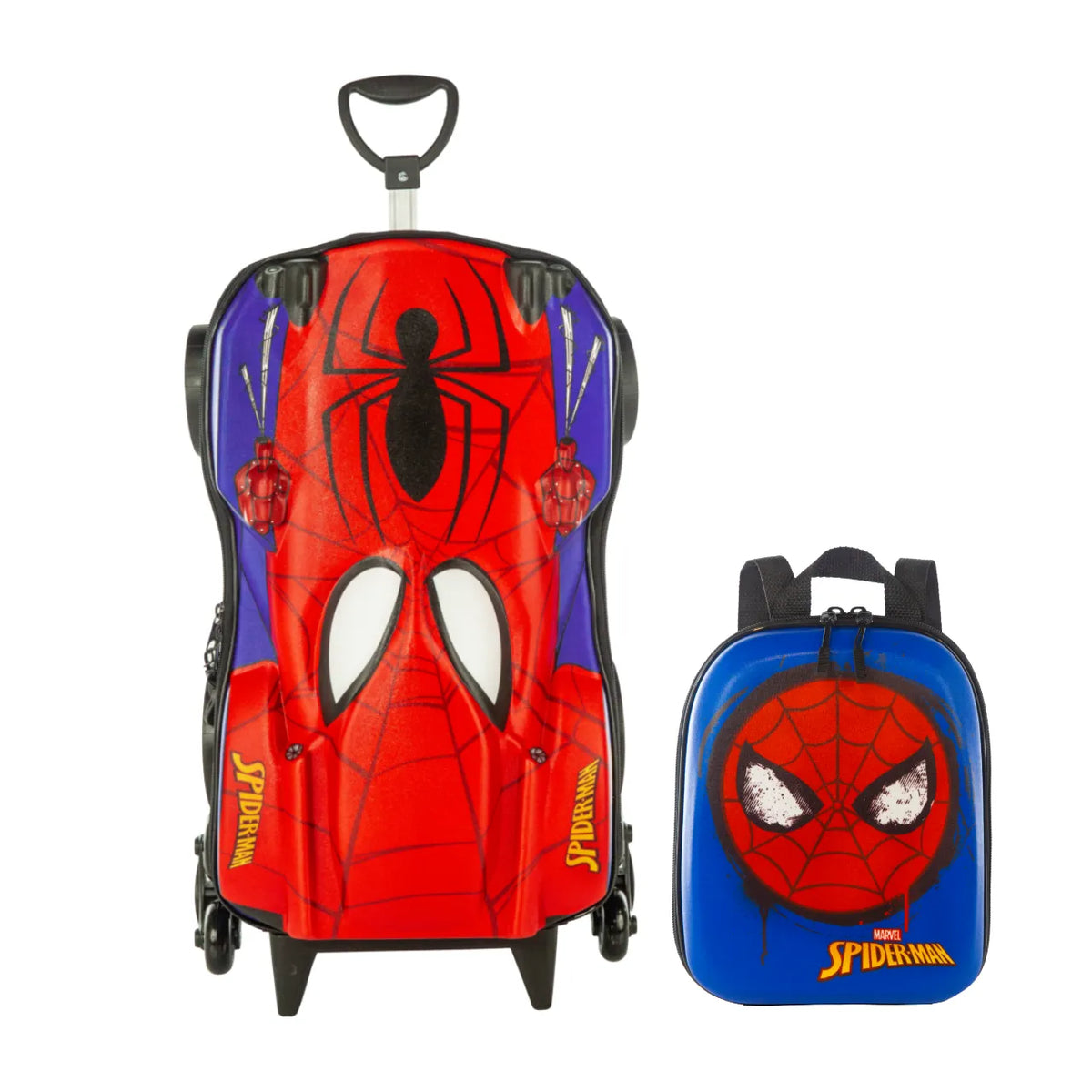 Kit Mochila Rodinha Homem Aranha Carro Lancheira Diplomata
