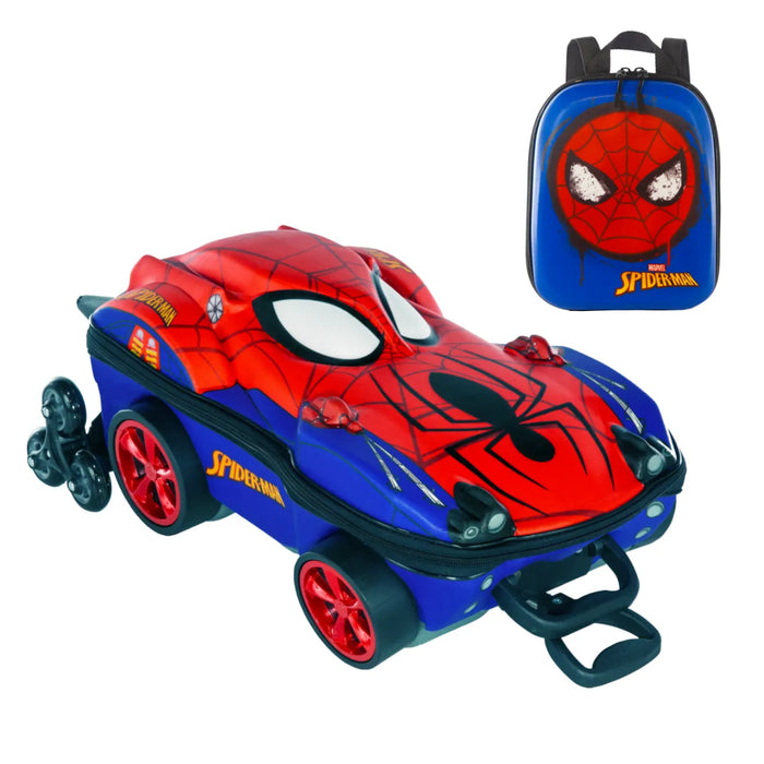 Kit Mochila Rodinha Homem Aranha Carro Lancheira Diplomata