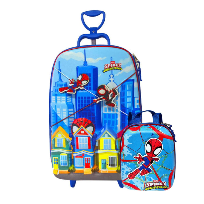 Kit Mochila Rodinha Homem Aranha Lancheira Diplomata