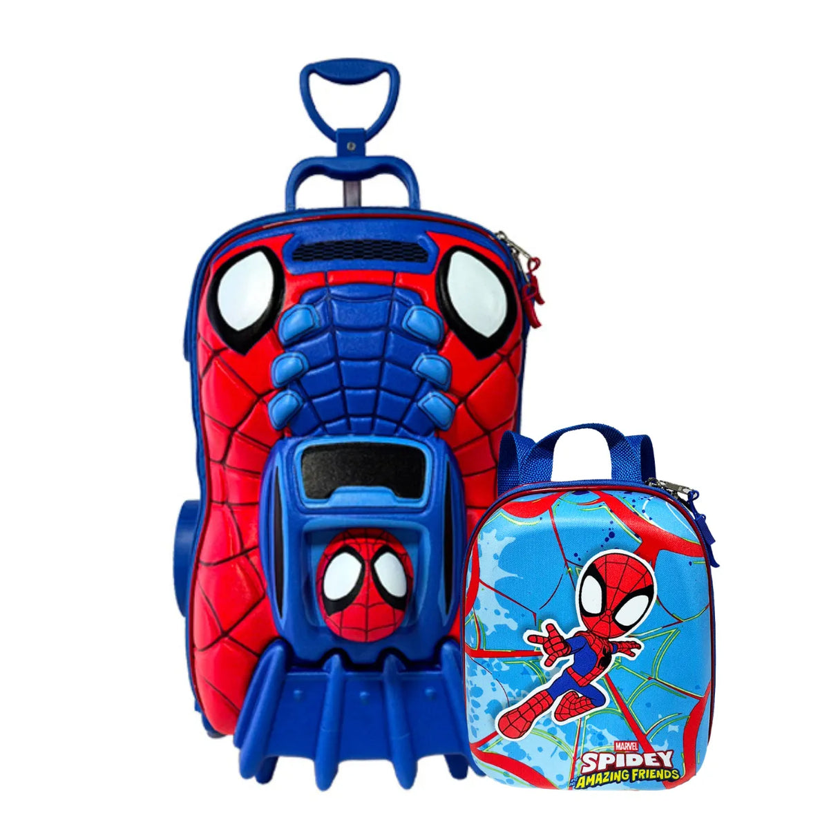 Kit Mochila Rodinha Homem Aranha Carro Lancheira Diplomata