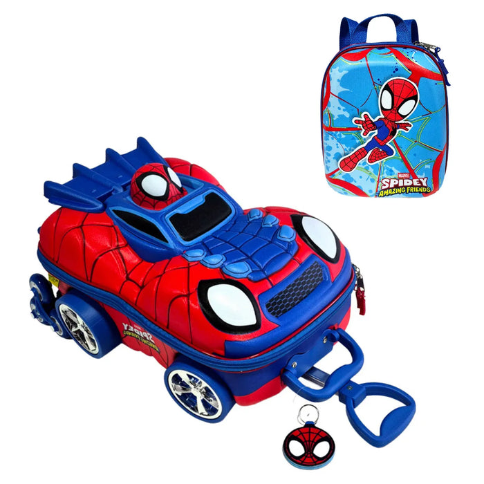 Kit Mochila Rodinha Homem Aranha Carro Lancheira Diplomata