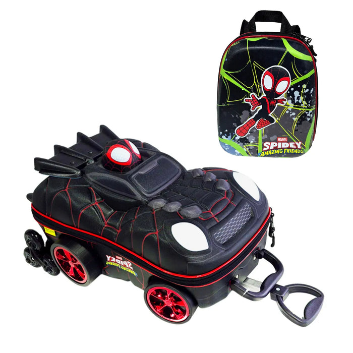 Kit Mochila Rodinha Homem Aranha Miles Carro Lancheira Diplomata