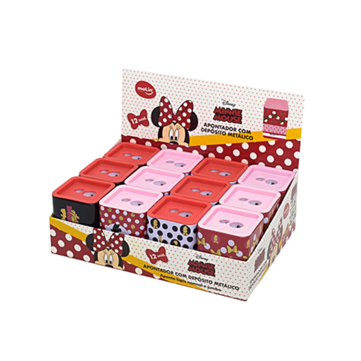 Apontador Metal Minnie Mouse Branco com Depósito Molin