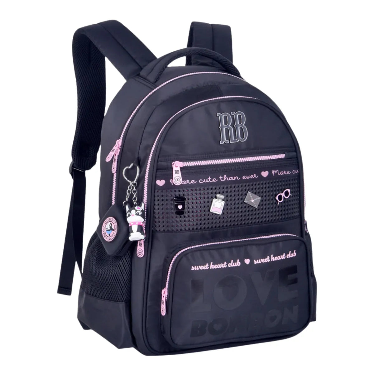 Mochila de Costas Preta Love Rebecca Bonbon