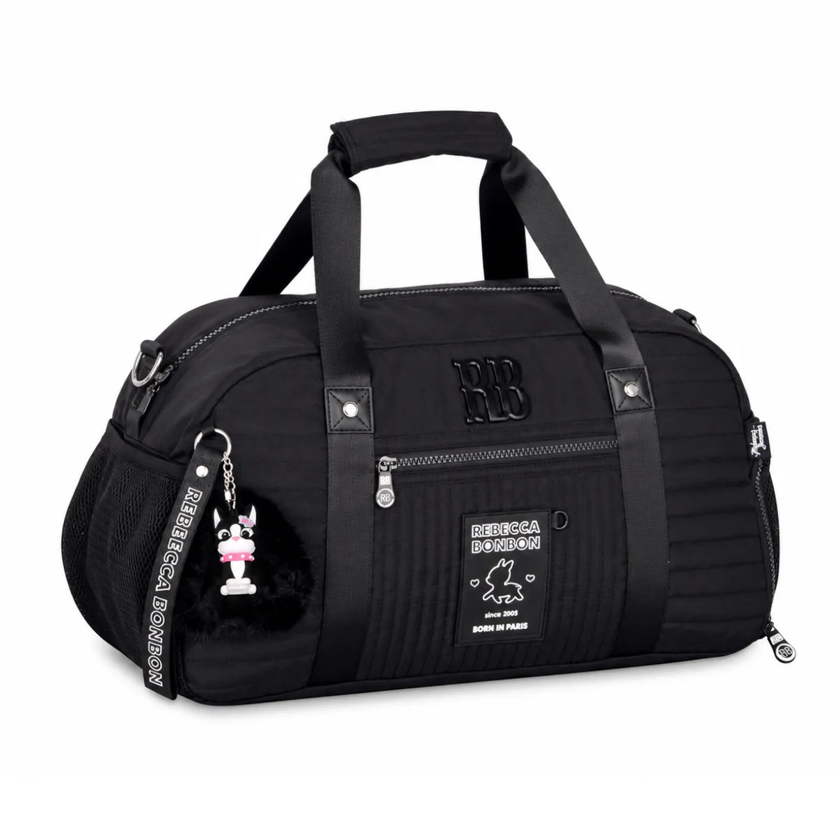 Bolsa de Viagem Preta Rebecca Bonbon com Alça Transversal