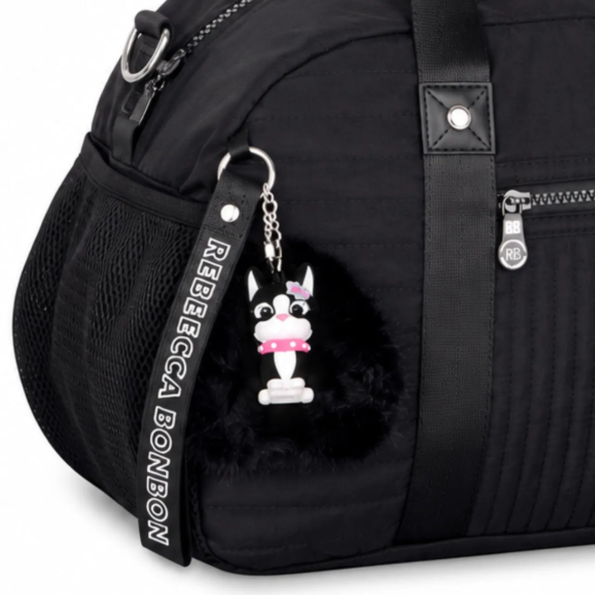 Bolsa de Viagem Preta Rebecca Bonbon com Alça Transversal