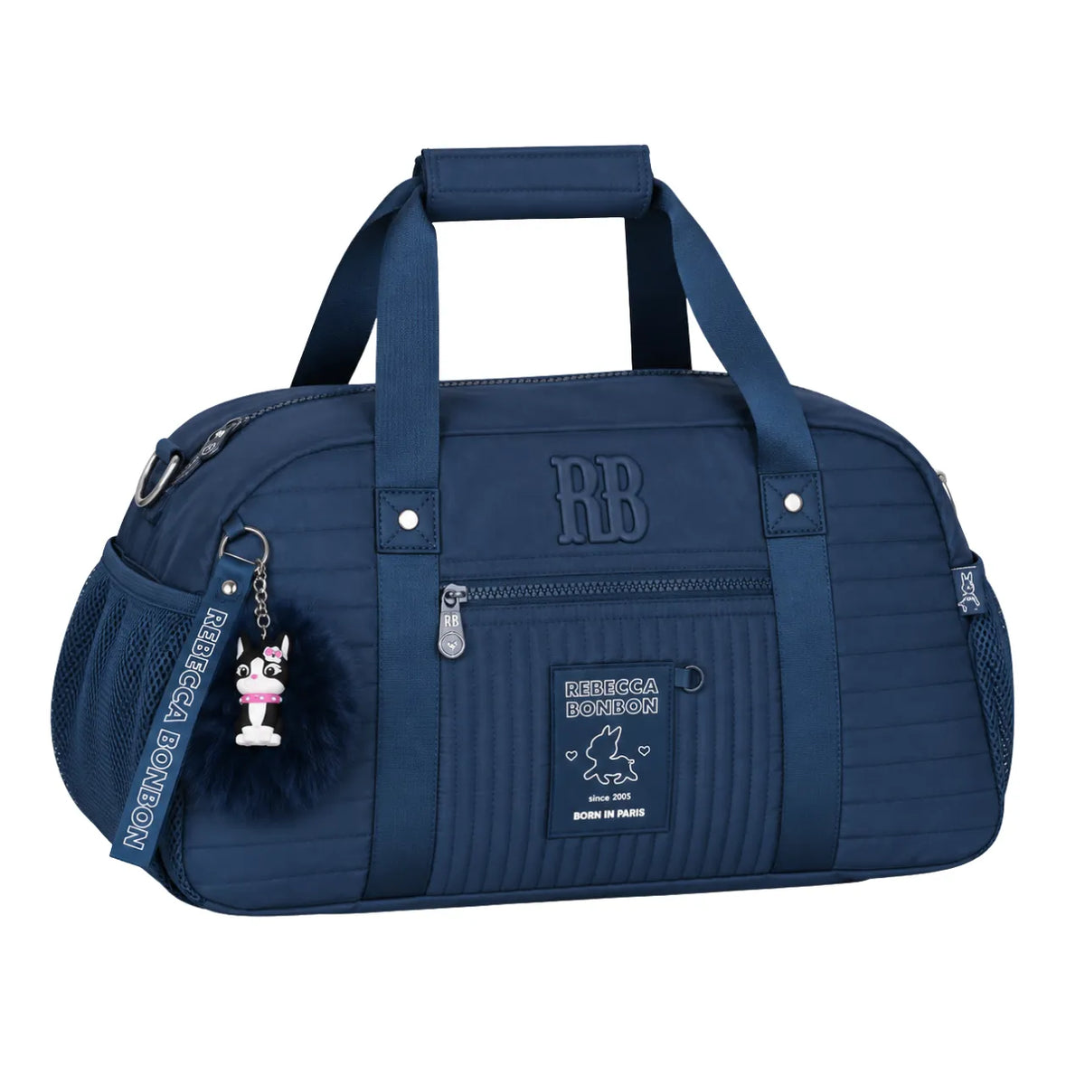 Bolsa de Viagem Azul Rebecca Bonbon com Alça Transversal