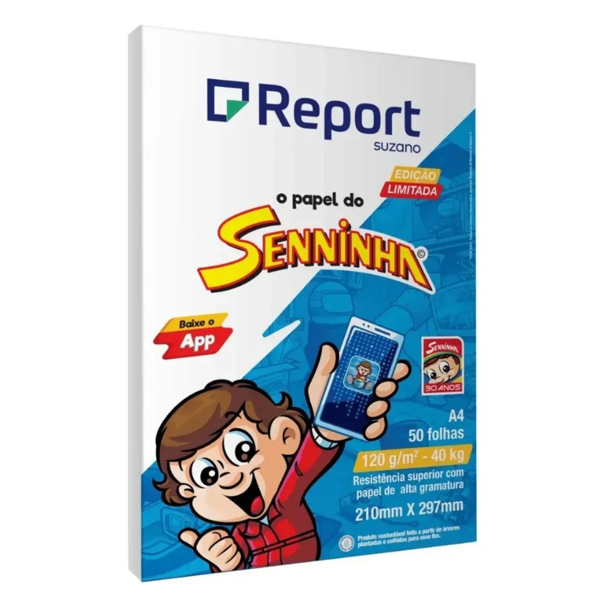 Papel A4 Report Senninha 120g 50 Folhas Suzano