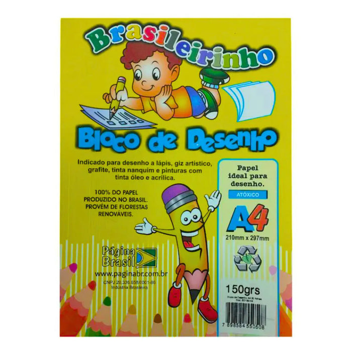 Bloco de Desenho A4 Brasileirinho 150g 20F Página Brasil