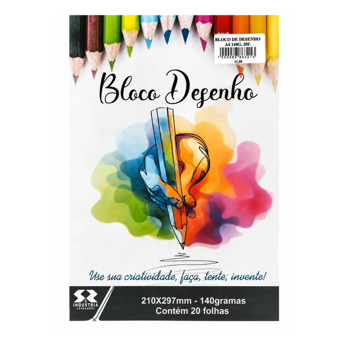 Bloco de Desenho A4 140g 20 Folhas S&R