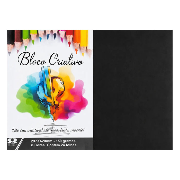 Bloco Criativo A3 8 Cores 150g 24 Folhas S&R