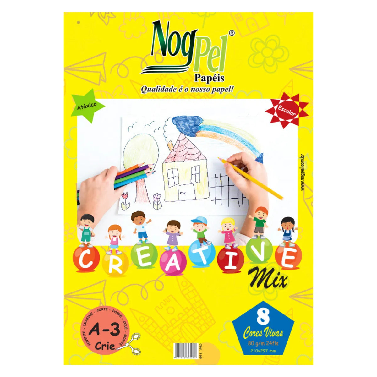 Bloco Creative Mix A3 80g 24 Folhas 8 Cores NogPel