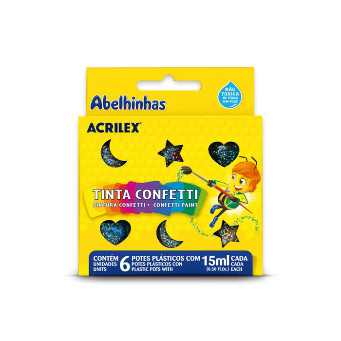 Kit Tinta Confetti 15ml 6 Cores Abelinhas Acrilex