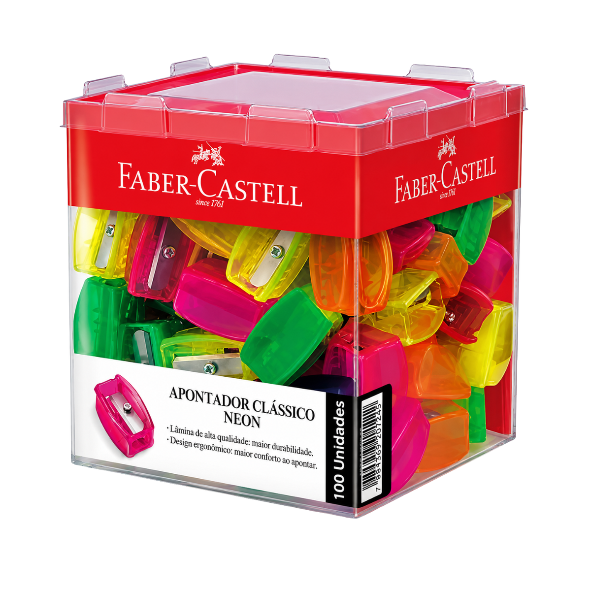 Apontador Clássico Neon Amarelo 1 Furo Faber-Castell