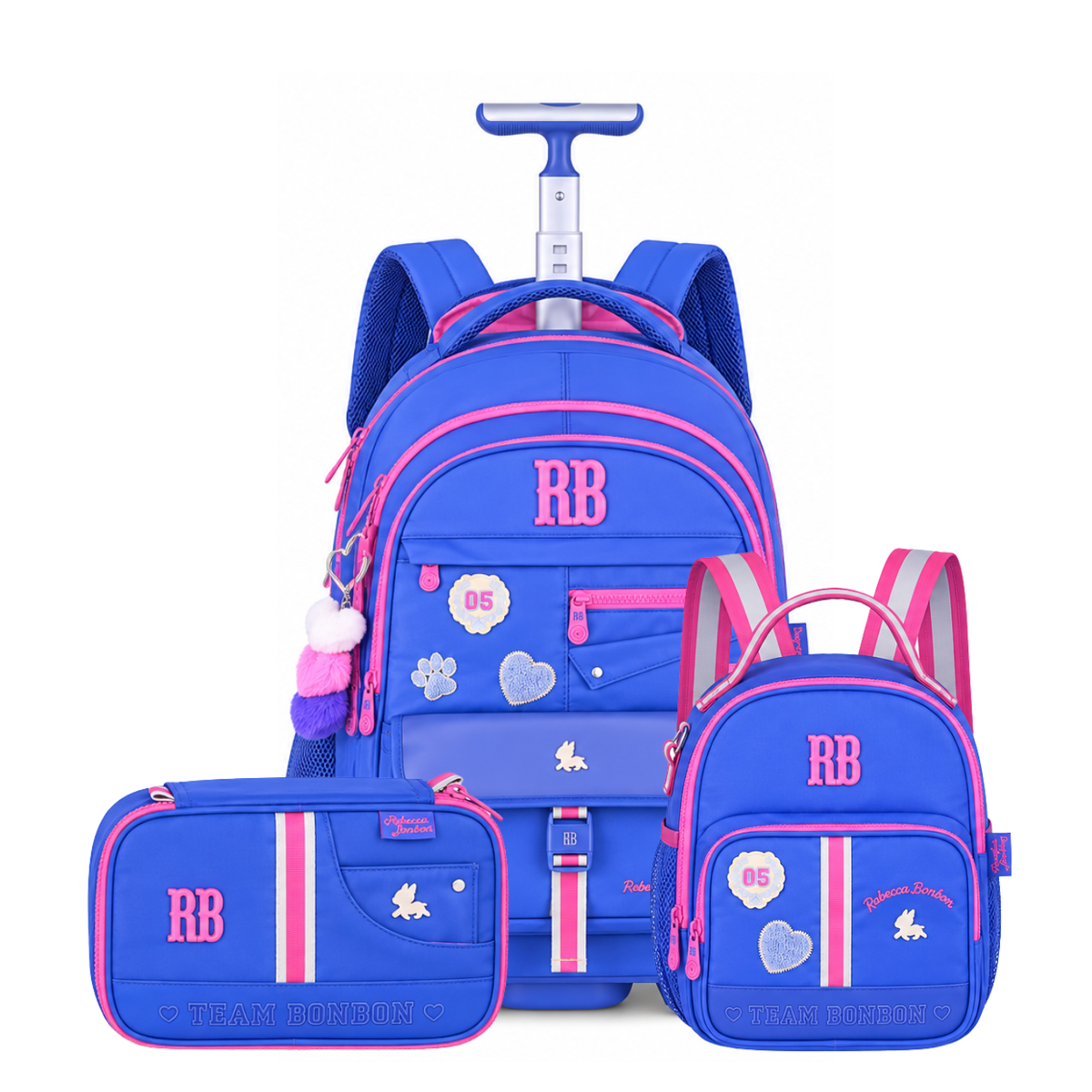 Kit Mochila de Rodas Rebecca Bonbon Lancheira e Estojo Box