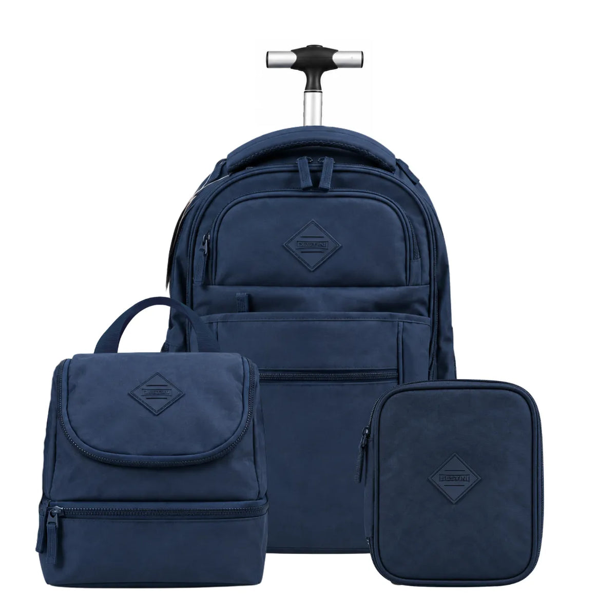 Kit Mochila 4 Rodas Azul Sestini com Lancheira e Estojo