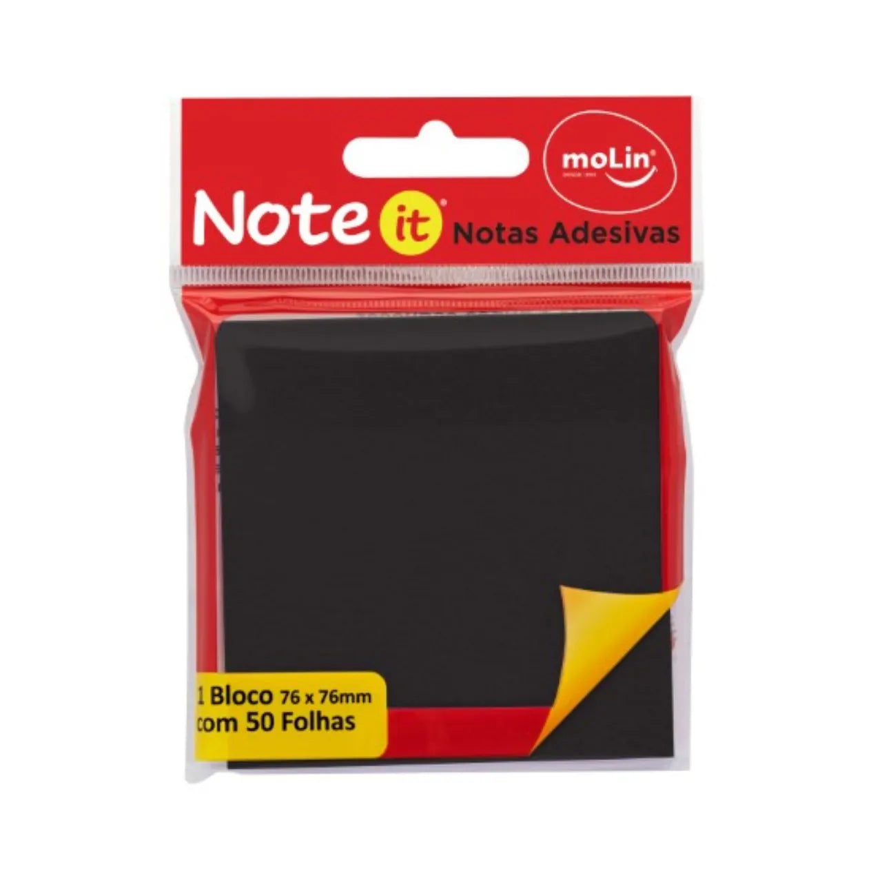 Bloco Notas Adesivas 76x76mm 50 Folhas Preto Molin