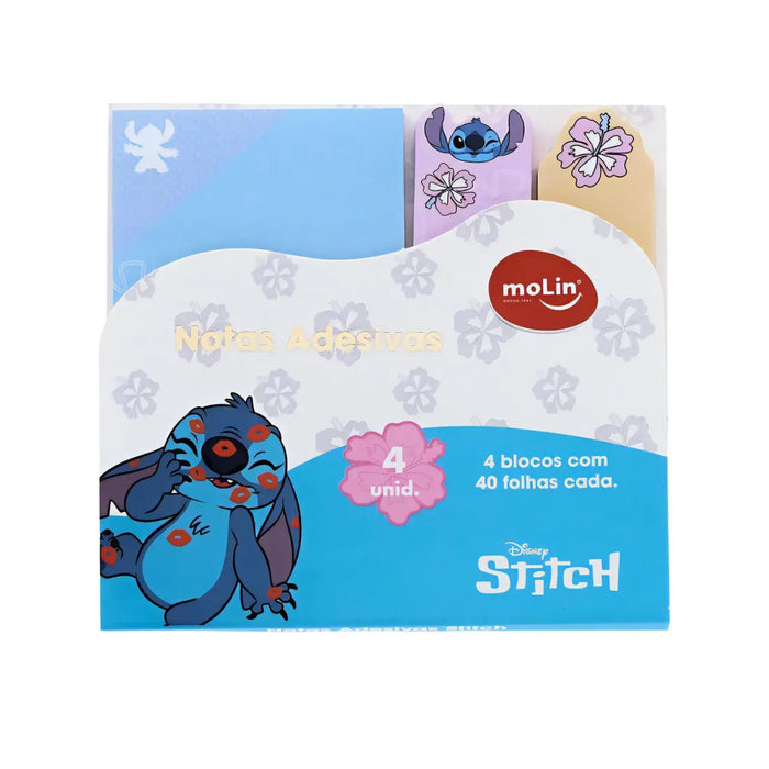 Bloco Notas Adesivas Stitch 4 Blocos com 40 Folhas Molin