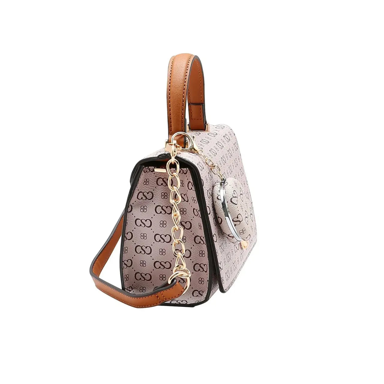 Bolsa Feminina Chenson Bege Monograma Mão Transversal