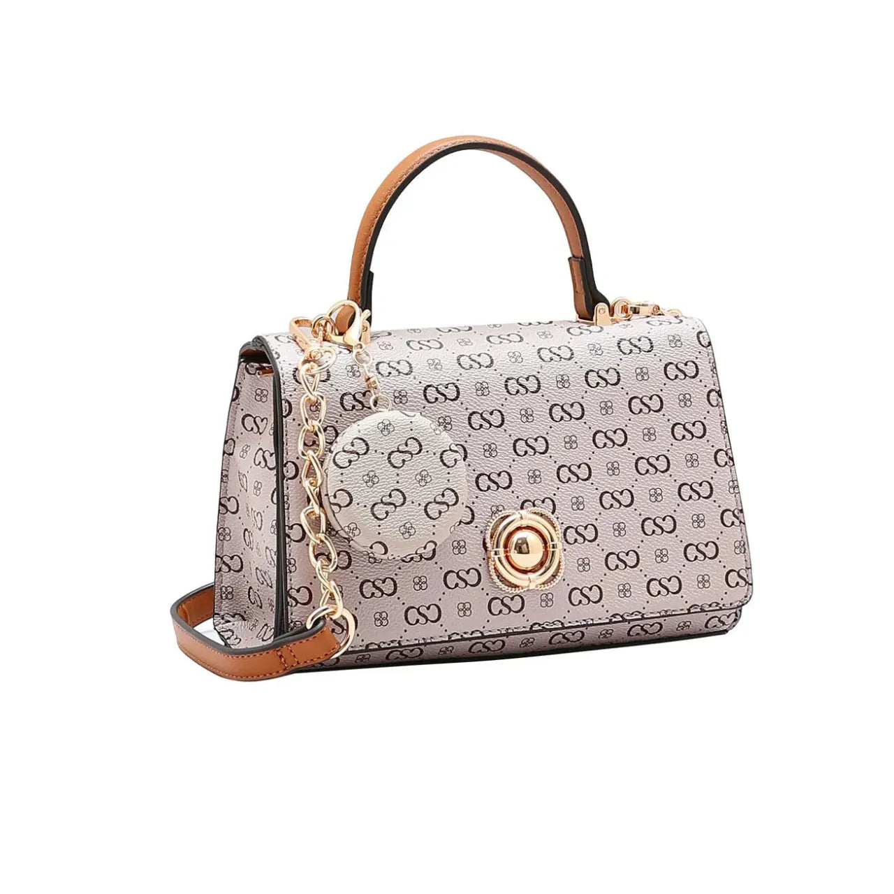 Bolsa Feminina Chenson Bege Monograma Mão Transversal