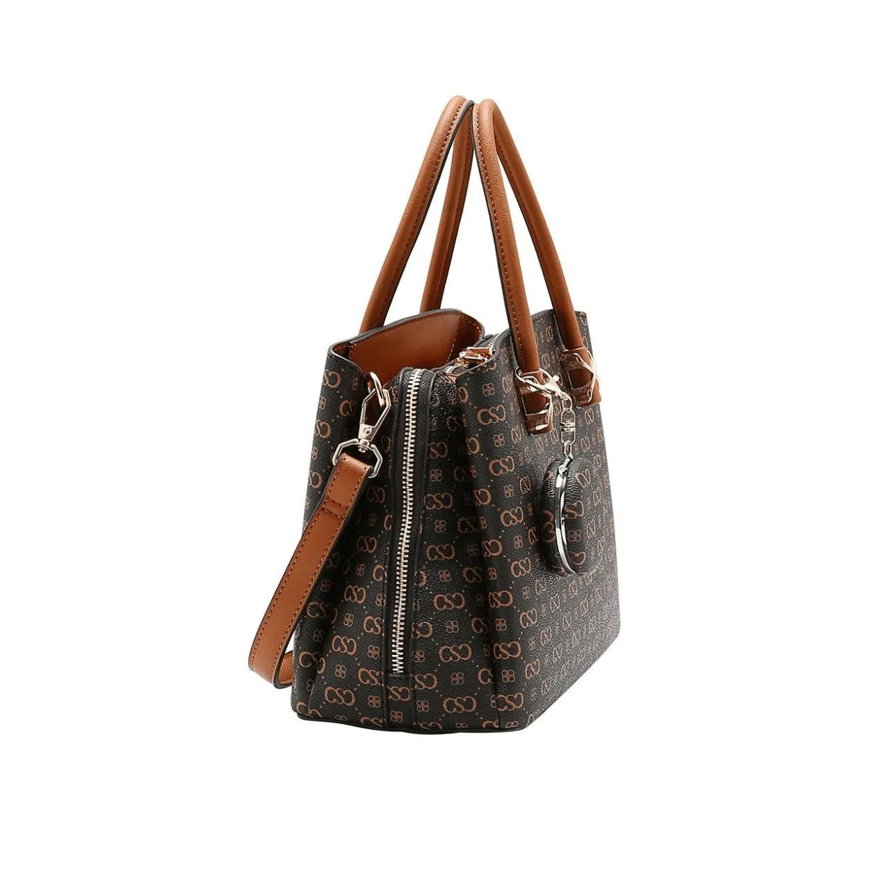 Bolsa Feminina Chenson Café Monograma Mão Transversal
