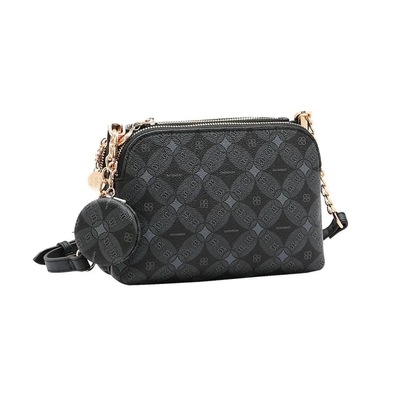 Bolsa Feminina Chenson Preta Transversal Monograma