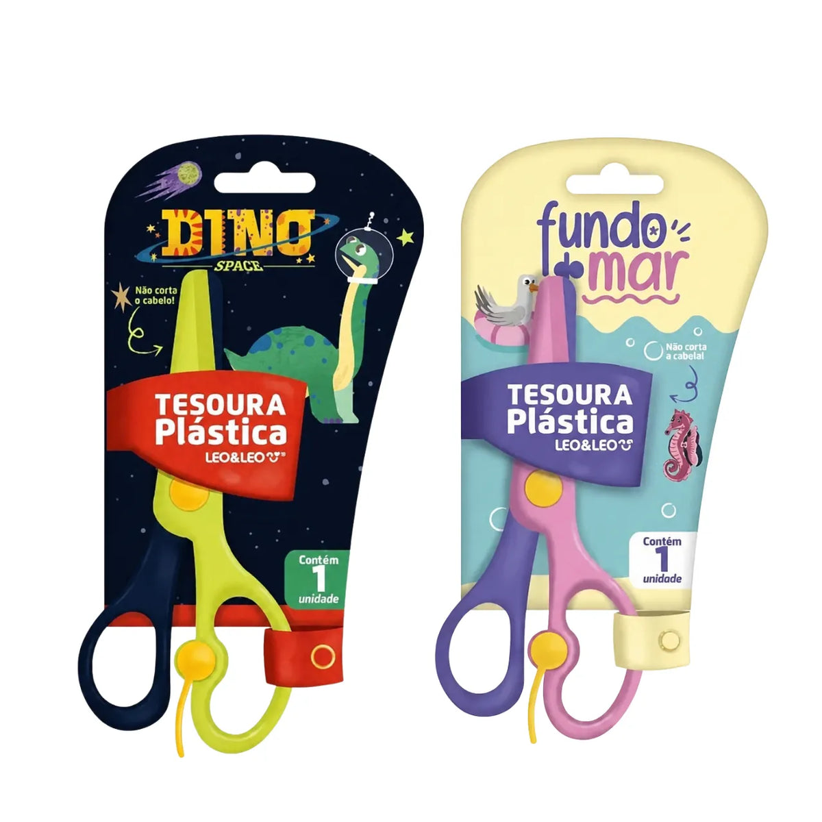 Tesoura Plástica Dino Leo e Leo