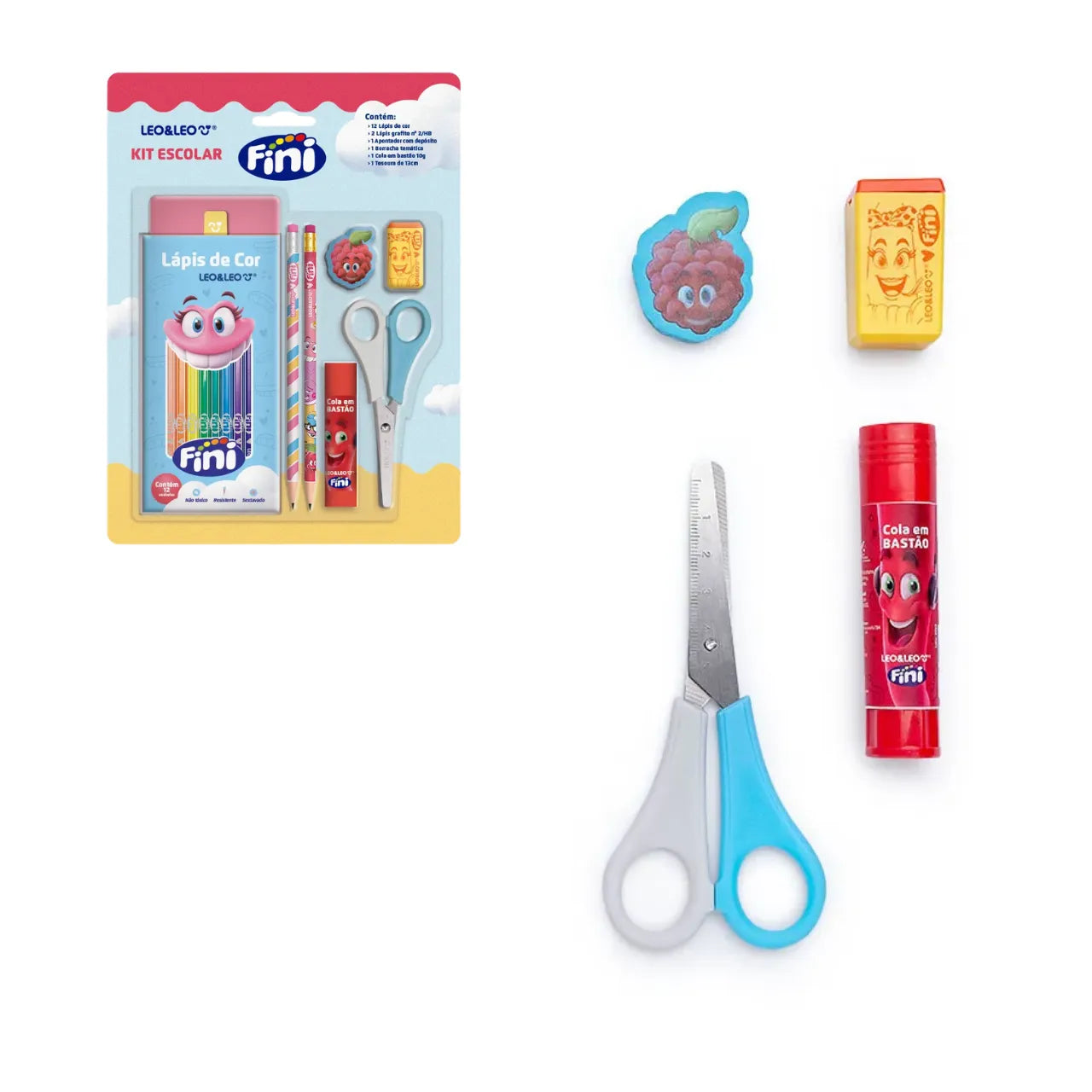 Kit Escolar Fini com 18 Itens Leo&Leo