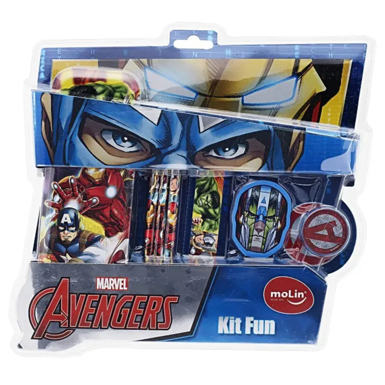 Kit Escolar Infantil Avengers 7 Itens Marvel Molin