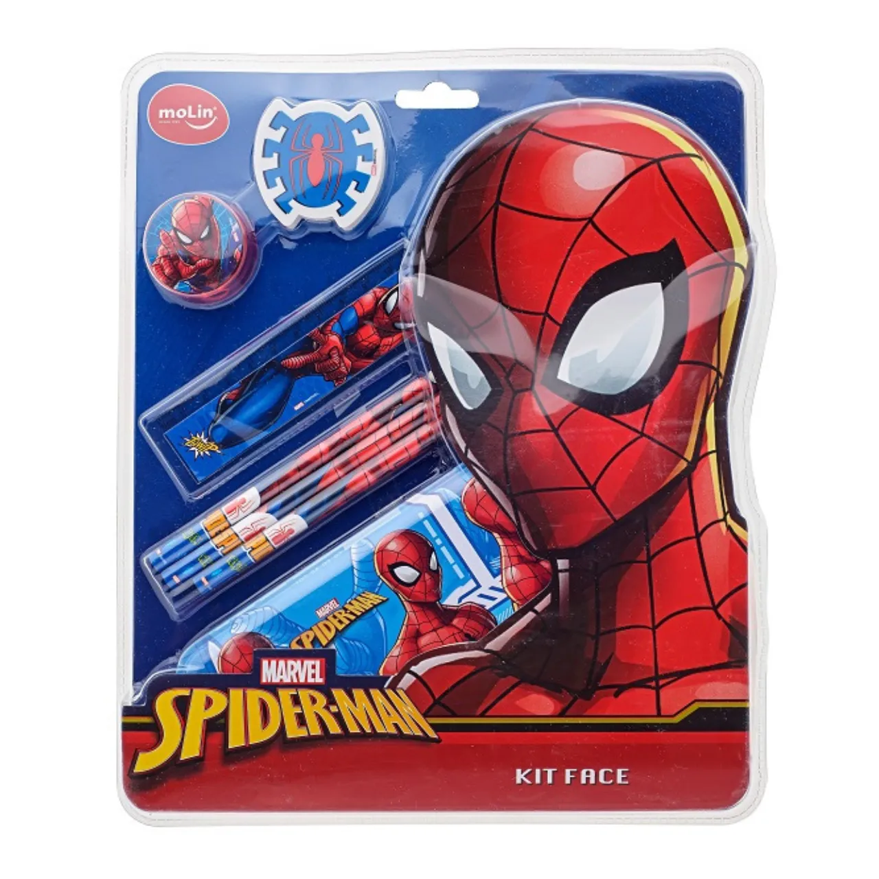 Kit Escolar Infantil Spider Man 7 Itens Marvel Molin