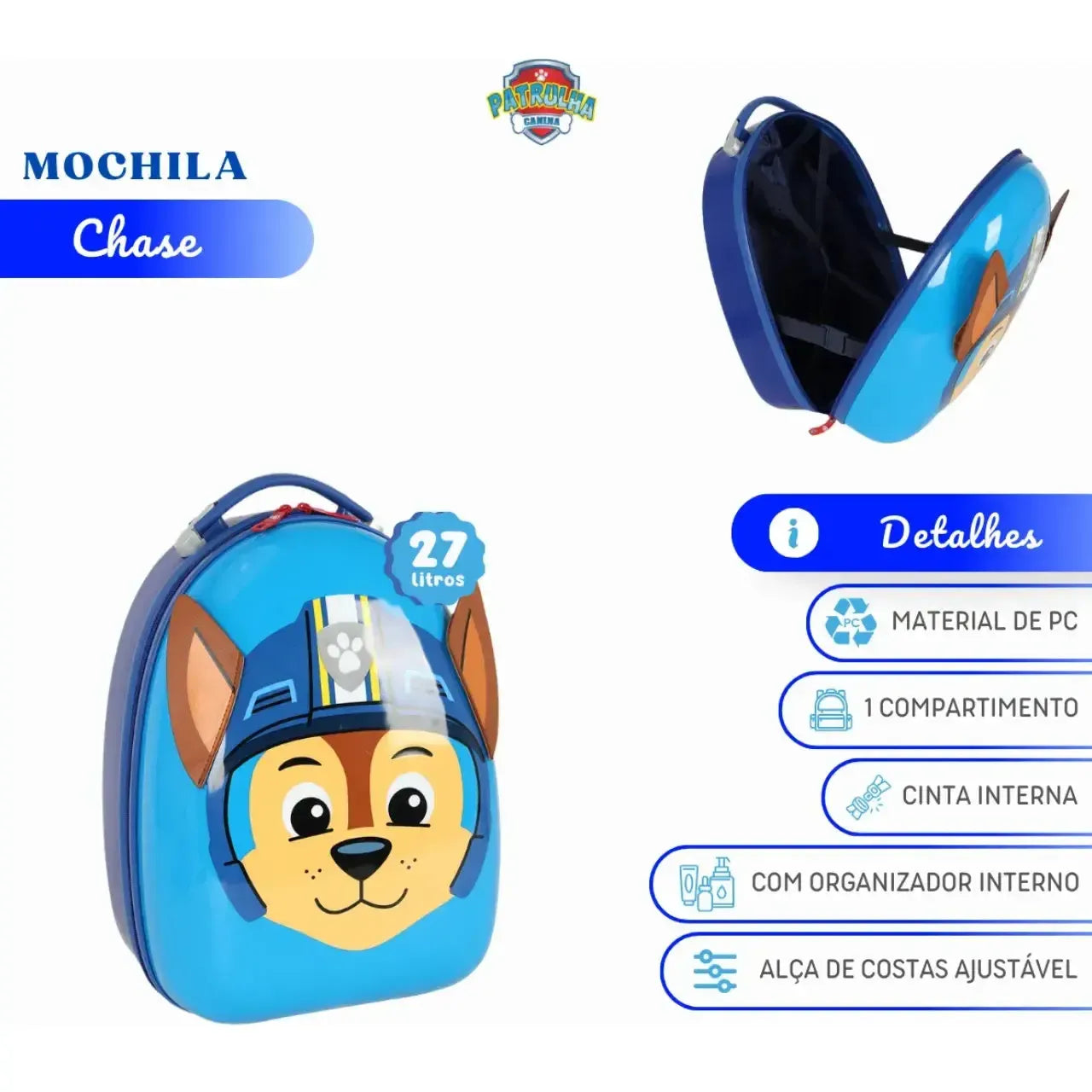 Mala Infantil Patinete Paw Patrol Azul Luxcel