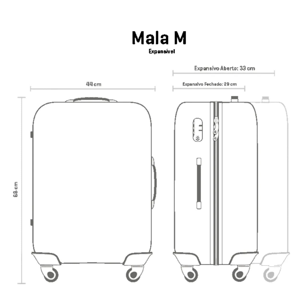 Mala de Viagem 23kg Média Sestini All Star Dourado ABS com Cadeado TSA Rodas 360°