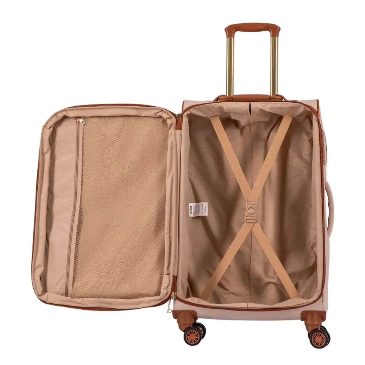 Mala de Viagem 23kg Média Tecido Sestini Royale Rodas 360° Bege