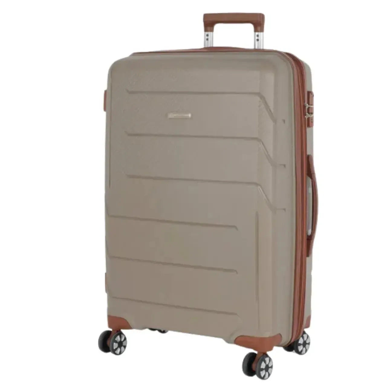 Mala de Viagem Grande 32kg Champanhe Polo King Polipropileno Rodas 360°