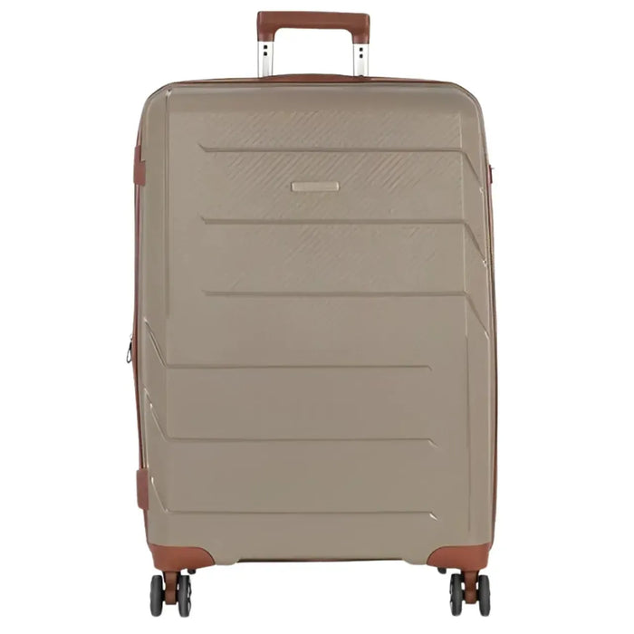 Mala de Viagem Grande 32kg Champanhe Polo King Polipropileno Rodas 360°